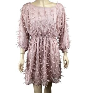 Blu Pepper Dress Pink Size Small Dusty Rose Ribbon‎ Detail Long Sleeve Party